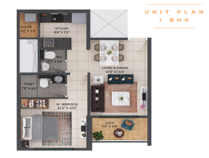 Shapoorji Pallonji Bavdhan 1 BHK Plan