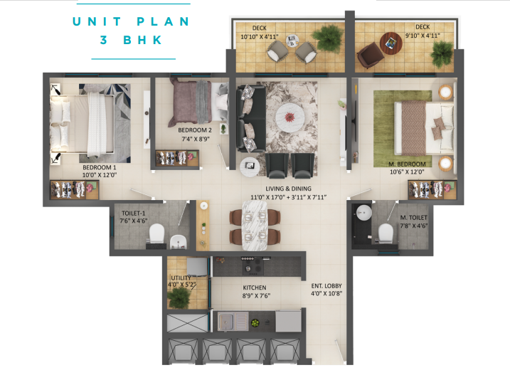 Shapoorji Pallonji Bavdhan 3 BHK Plan